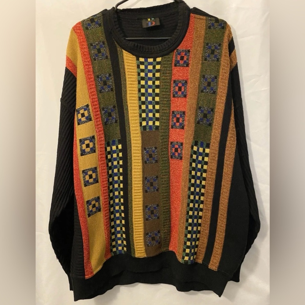 Vintage Colorful Geometric Crewneck Sweater